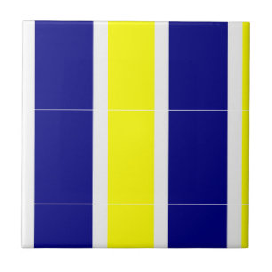 Keramikfliese Gelb & Blau Weiß gestreift Quadratis