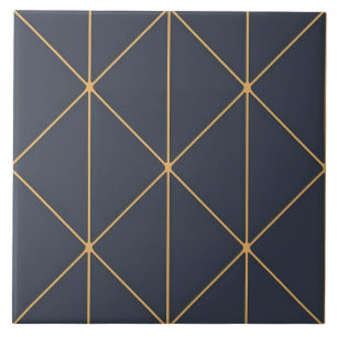 Keramikfliese - Geometrisches Gold- und Blau-Muste
