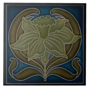 Keramikfliese - Jugendstil einzelne Narzisse