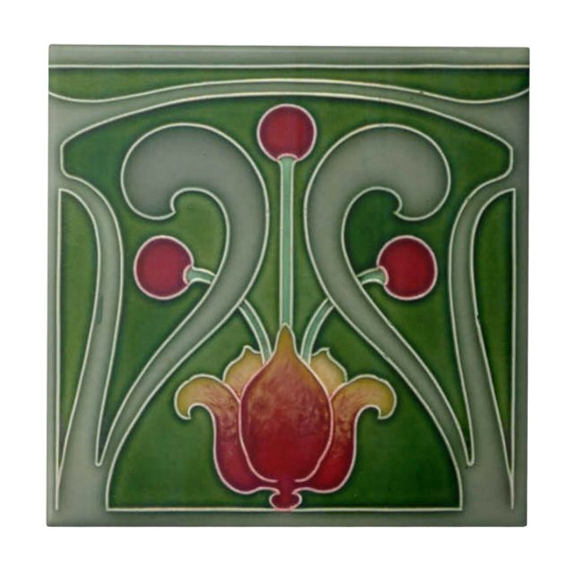 Keramikfliese - Jugendstil-Kamin oder Wandfliese (Vorderseite)