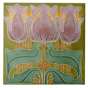 Keramikfliese - Jugendstil Tulpen Rissig