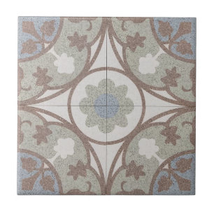 Keramikfliese - Marokkanisch Beige Blau Floral