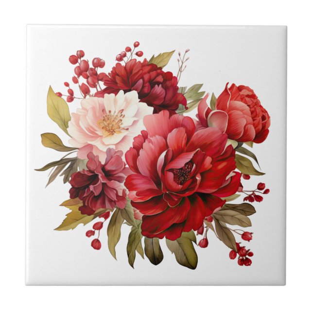 Keramikfliese mit festlicher Blumengestaltung (Vorderseite)