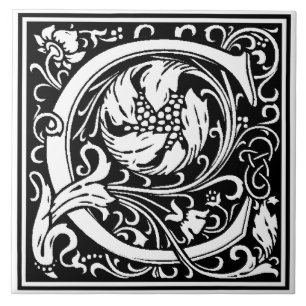 Keramikfliese - Monogramm Alphabet C Schwarz Weiß