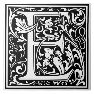 Keramikfliese - Monogramm Alphabet E Schwarz Weiß