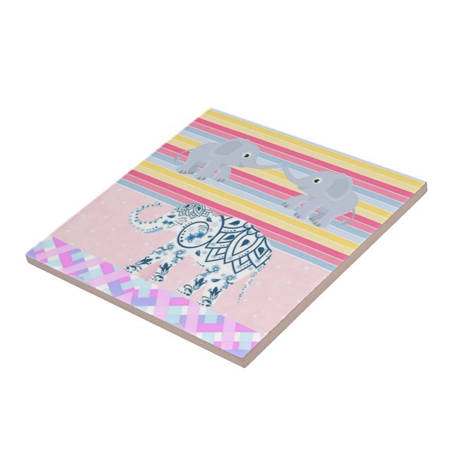 Keramikfliese Pastell Elefant (Seite)