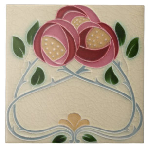 Keramikfliese - rosa Rosen