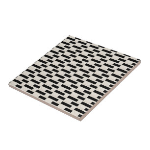 Keramikfliese Schwarz und Beige Streifen Quadratis