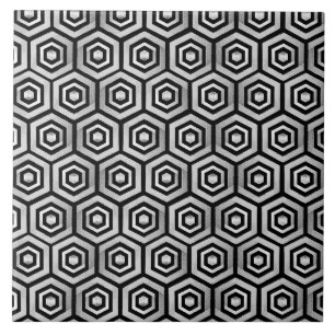 Keramikfliese Schwarz Weiß Sechseck Geometrisches