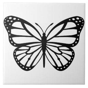 Keramikfliese - schwarzer und weißer Schmetterling