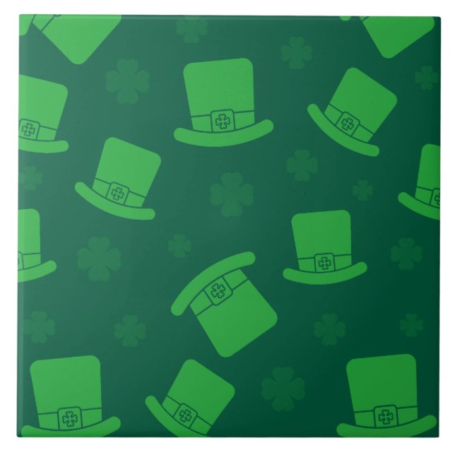 Keramikfliese St. Patricks Day Koboldhut (Vorderseite)