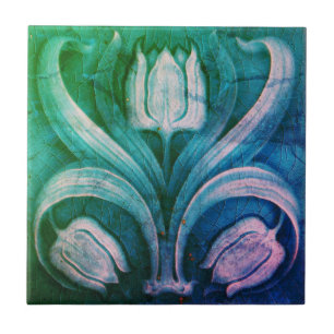 Keramikfliese Vintage Mehrfarbig Art Nouveau