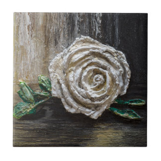 Keramikfliese - Weiße Rose