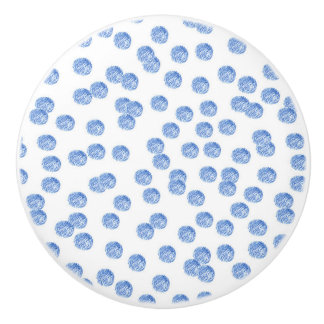 Keramikgriff mit blauen Polkapunkten Keramikknauf