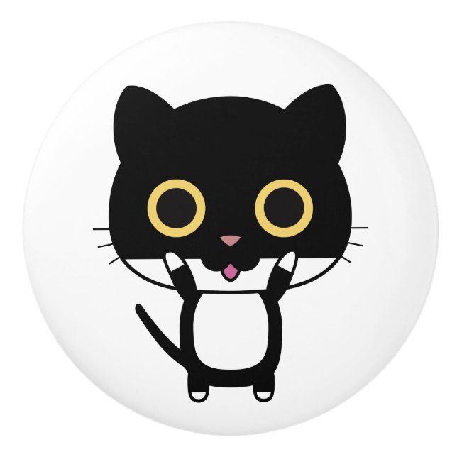 Keramikknauf. Katze. Keramikknauf (Vorderseite)