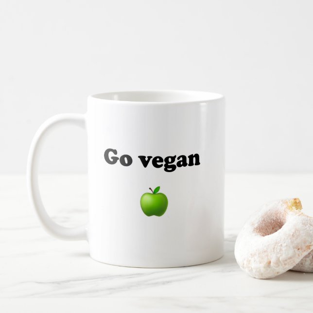 Keramiktasse mit Go Vegan Design Kaffeetasse (Mit Donut)