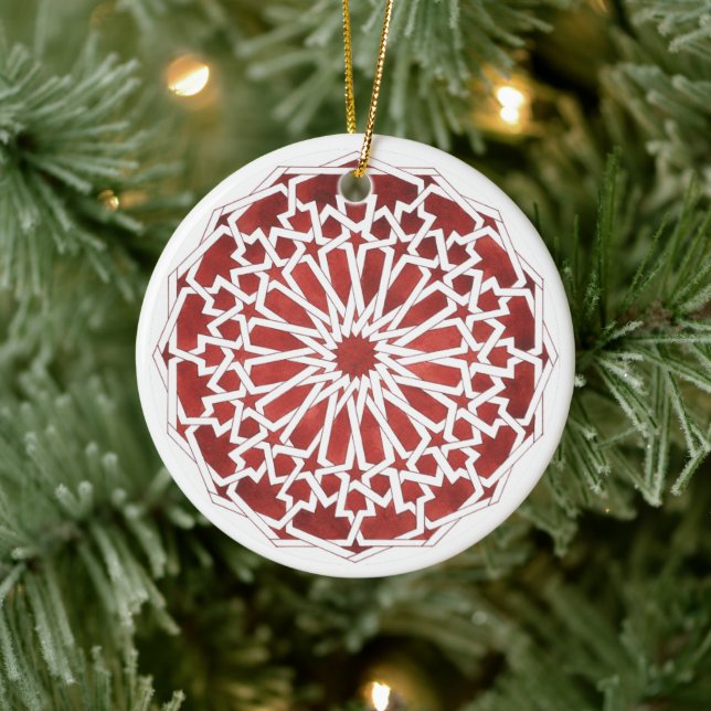 Keramische Weihnachtsdekoration Rotes marokkanisch Keramik Ornament (Baum)