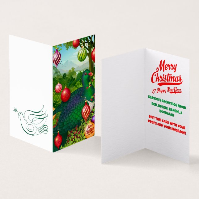 Kereru mit Ornamenten Weihnachtskarte (Innenseite und Außenseite)