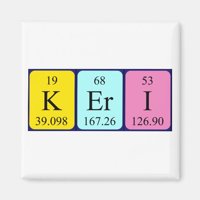 Keri-Magnet für den periodischen Tabellennamen Magnet (Vorne)