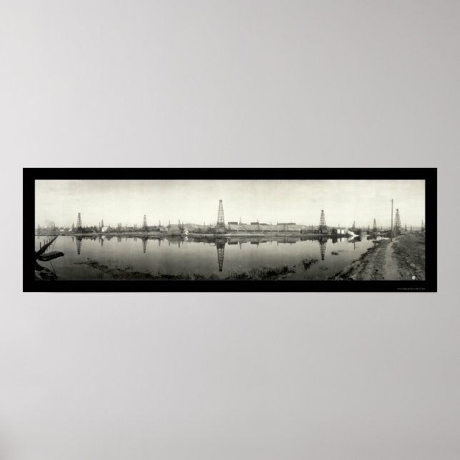 Kern River, CA Oil Foto 1910 Poster (Vorne)