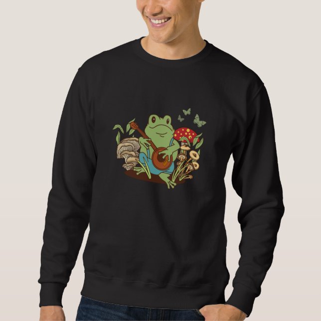 Kernästhetischer Frosch spielen Banjo Sweatshirt (Vorderseite)