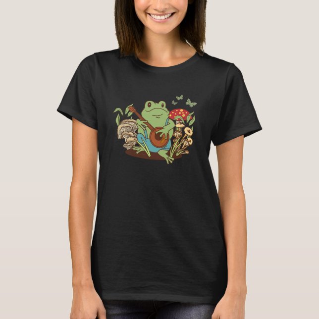 Kernästhetischer Frosch spielen Banjo T-Shirt (Vorderseite)