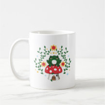 Kernästhetischer Kawaii-Frosch auf Mushroom