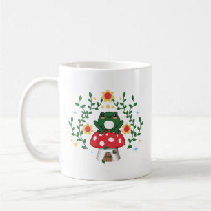 Kernästhetischer Kawaii-Frosch auf Mushroom Kaffeetasse