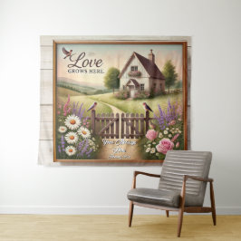 Kernband "Liebe wächst hier" Wandteppich