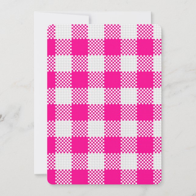 Kernbrenner Rosa Gingham kariert Einladung (Vorderseite)