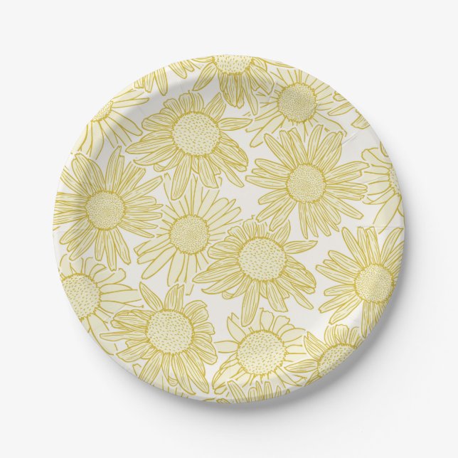 Kerne Gelbe Daisy-Blume Pappteller (Vorderseite)