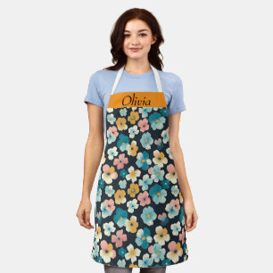 Kerne Schürze der Blüte in Blau und Gelb - Vint