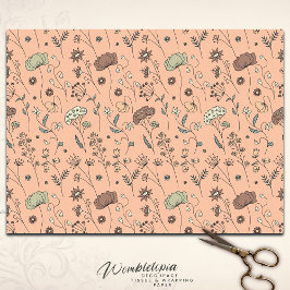 Kerne Wildblumen Pfirsich Fuzz mit Sage Green Seidenpapier