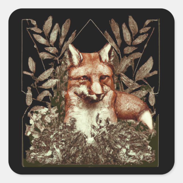 Kernfox Vintag Quadratischer Aufkleber (Vorderseite)