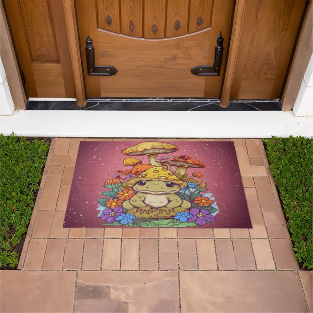 Kernfrosch-Blume-Pilze Fußmatte (Außenbereich)
