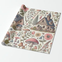 Kerngehäuse Pilz- und Blumenmuster Geschenkpapier