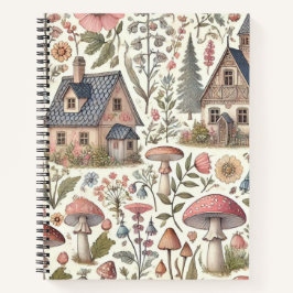 Kerngehäuse Pilz- und Blumenmuster Notizbuch