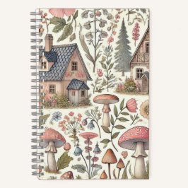 Kerngehäuse Pilz- und Blumenmuster Notizbuch