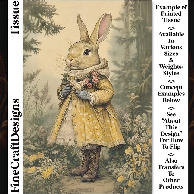 Kernkaninchen, Blume, Gelbe CK5-Decoupage Seidenpapier (Von Creator hochgeladen)