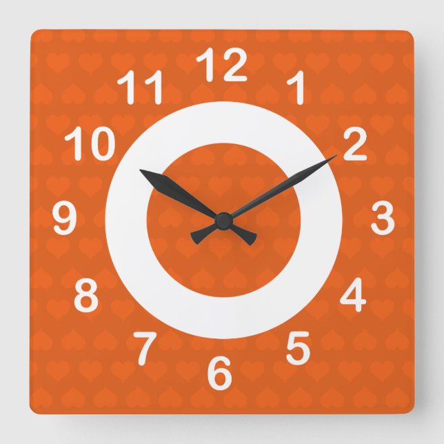 Kernlinien - Mandarine Quadratische Wanduhr (Vorderseite)