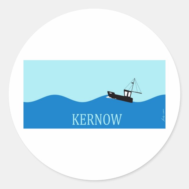 Kernow-Fischerboot Runder Aufkleber (Vorderseite)
