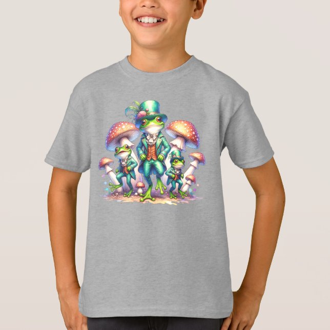 Kernpolster Extravagant tanzende Grünfrosche T-Shirt (Vorderseite)