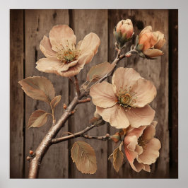 Kernpunkt botanische Illustration Rustikales Holz Poster
