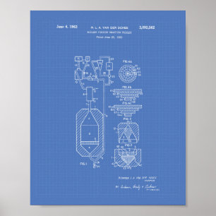 Kernspaltung 1956 Patent Kunst Blaupause Poster