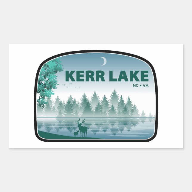 Kerr Lake Virginia North Carolina Deer Rechteckiger Aufkleber (Vorderseite)