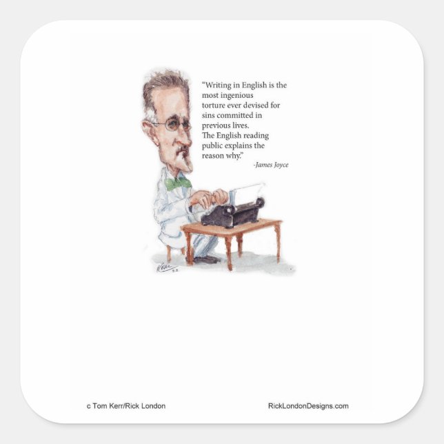 Kerr/London James Joyce & English Is Folter Quote Quadratischer Aufkleber (Vorderseite)