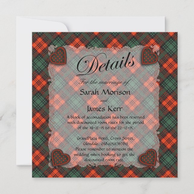 Kerr Scottish Clan tartan - Kariert Einladung (Vorderseite)