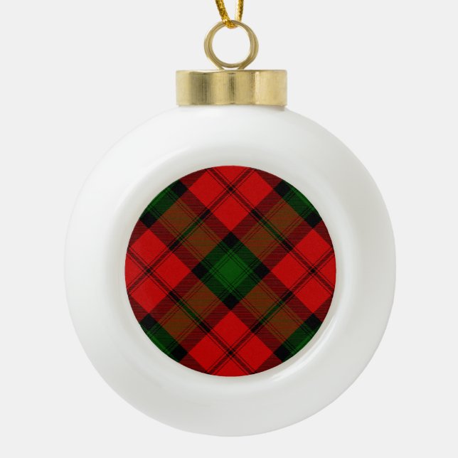 Kerr tartan rot kariert keramik Kugel-Ornament (Vorderseite)