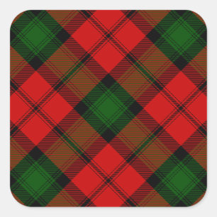 Kerr tartan rot kariert quadratischer aufkleber