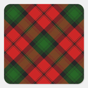 Kerr tartan rot kariert quadratischer aufkleber
